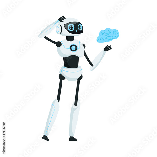 Modern Robot as Smart Programmable Machine Thinking Vector Illustration