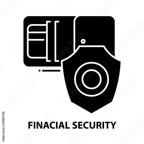 finacial security icon, black vector sign with editable strokes, concept illustration