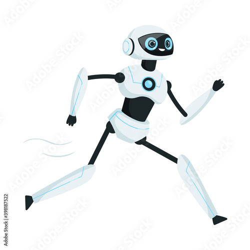 Running Humanoid or Robotic Device with Iron Limbs Vector Illustration