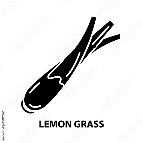 lemon grass icon, black vector sign with editable strokes, concept illustration