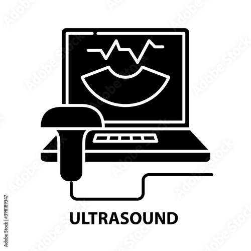ultrasound icon, black vector sign with editable strokes, concept illustration