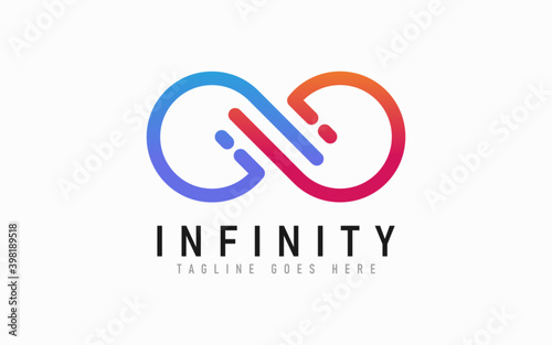Abstract Infinity Logo Design. Blue and Orange Modern Infinity Symbol Design Usable For Business, Community, Foundation, Industrial, Tech, Services Company. Flat Vector Logo Design Illustration.
