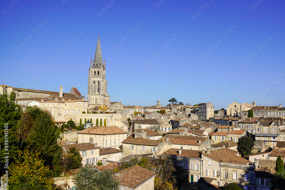 Saint-Emilion historical village of best vineyards of Bordeaux in southwest France