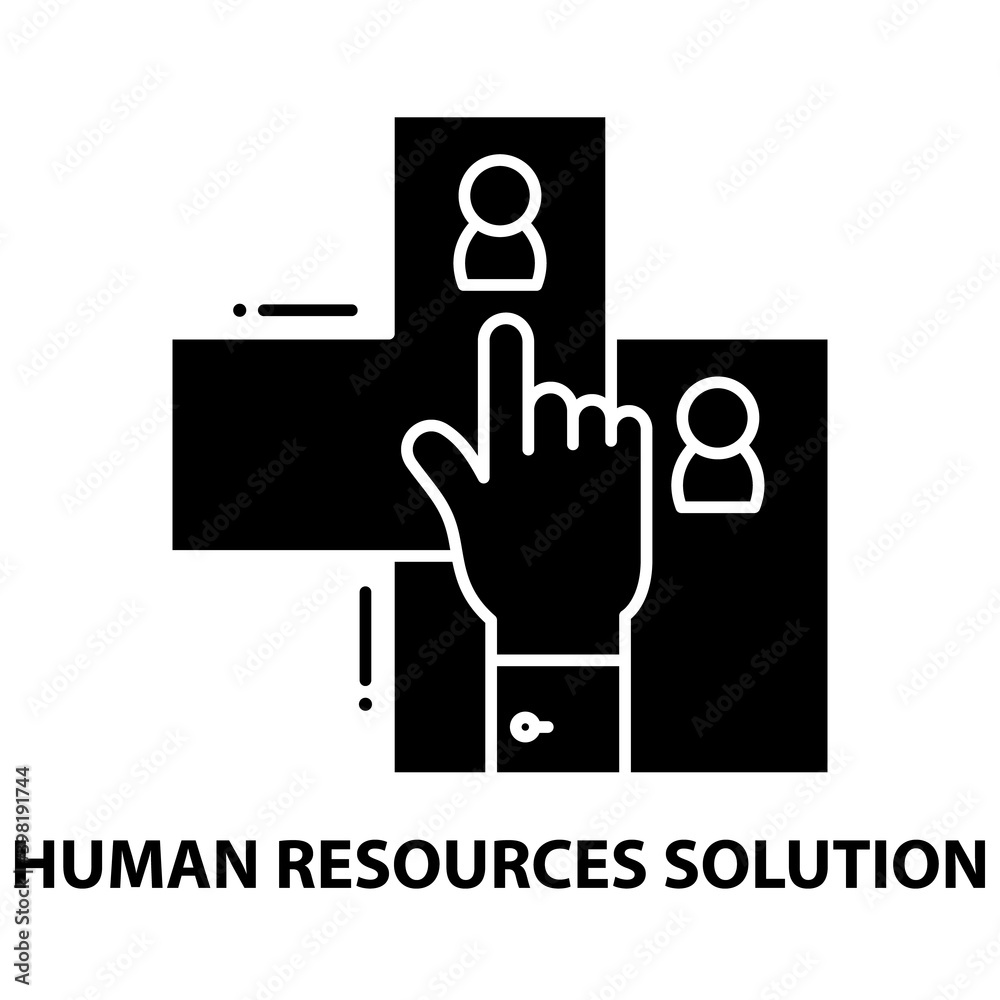 human resources solutions icon, black vector sign with editable strokes, concept illustration