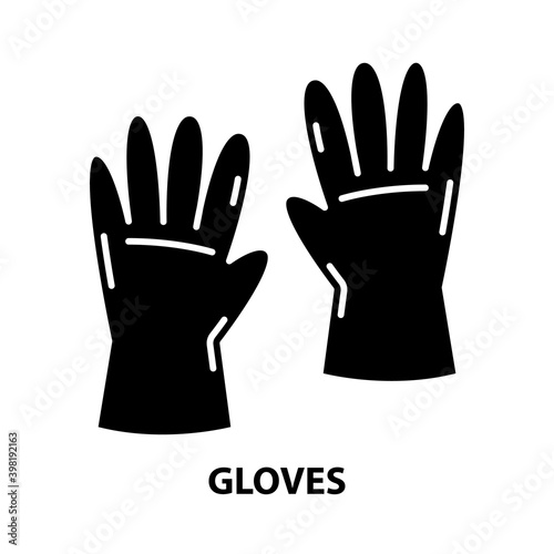 gloves icon, black vector sign with editable strokes, concept illustration