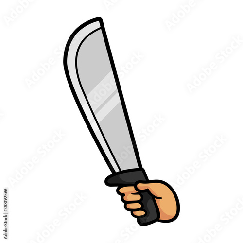 Cartoon Hand Holding a Machete Illustration