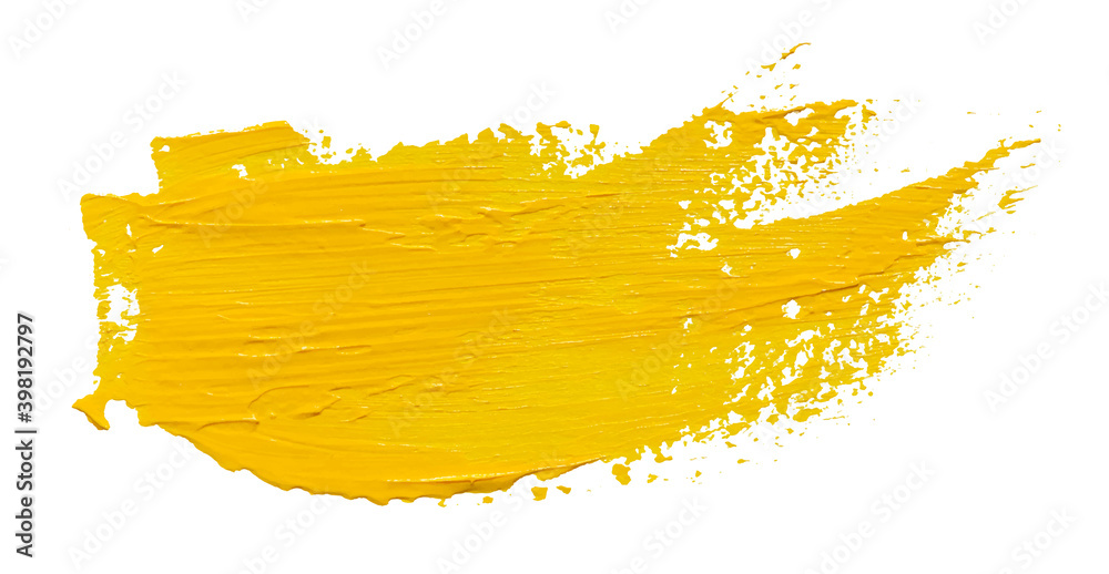 Vector paint brush stroke texture isolated on white - yellow acrylic element for Your design