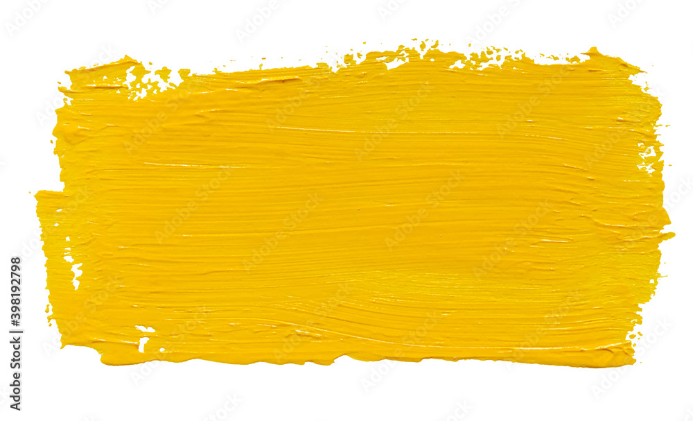 Vector paint brush stroke texture isolated on white - yellow acrylic element for Your design