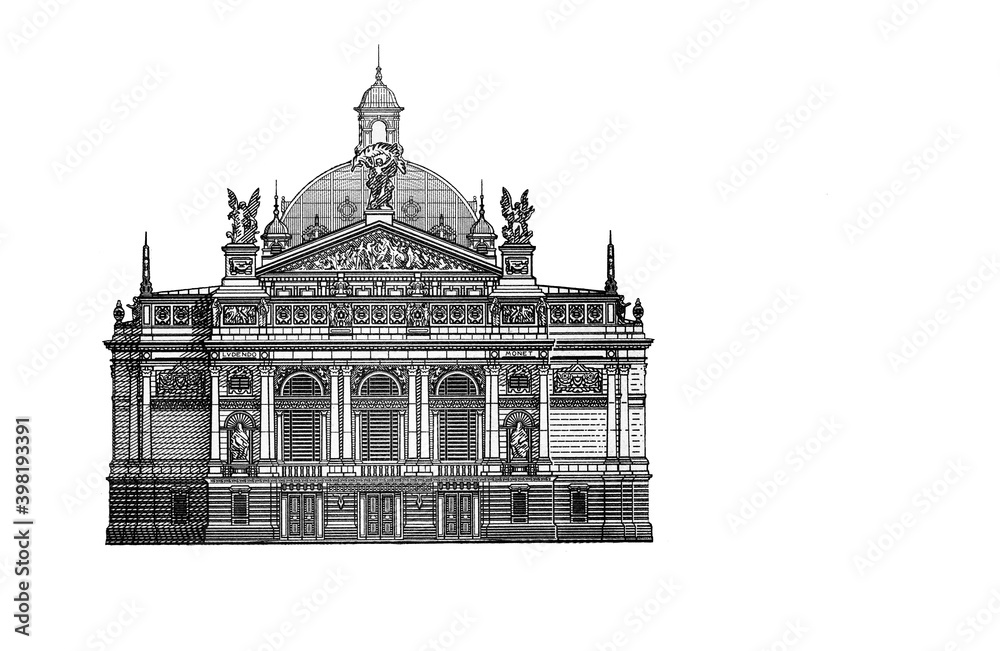 Lviv opera house graphic sketch