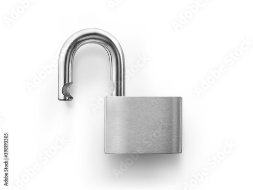 An unlocked lock on white background