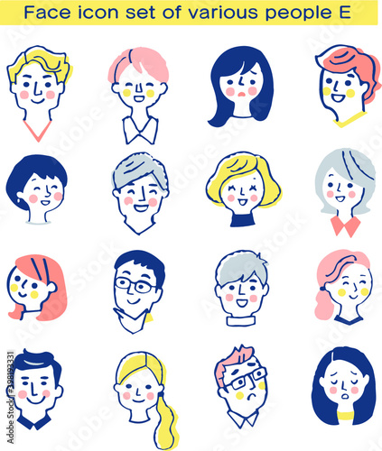 さまざまな人物の顔アイコン　セット