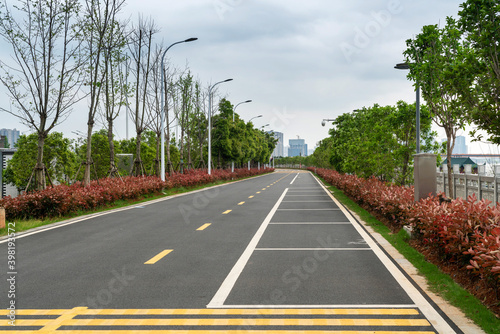 Empty urban road and buildings in China