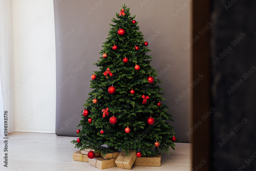 New Year's holiday interior Christmas tree decor gifts