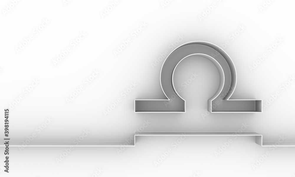 Zodiac symbol. Sign of the Scales. Thin line style. 3D rendering. Zodiac symbol. Sign of the Scales. Thin line style. 3D rendering.