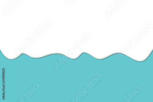 dripping cream, ice cream, yogurt or milk vector banner or poster template. White creamy drips. cute cartoon design. Beautiful blue background with flowing liquid cream, ice cream, glaze, chocolate