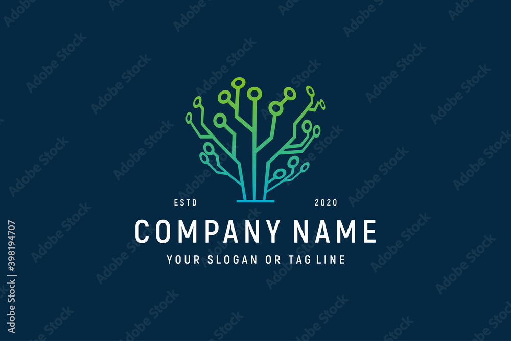 tree tech circuit logo design concept vector tree tech circuit logo design concept vector