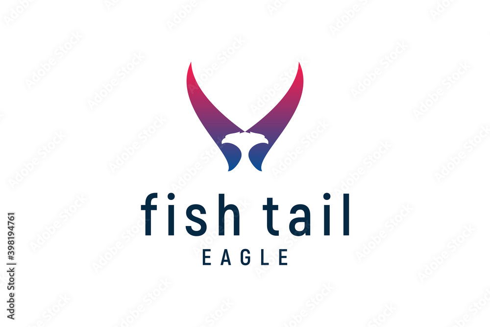 Fototapeta premium fish tail and eagle logo design concept vector