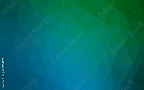 Dark Blue, Green vector low poly cover. Glitter abstract illustration with an elegant design. Template for a cell phone background.