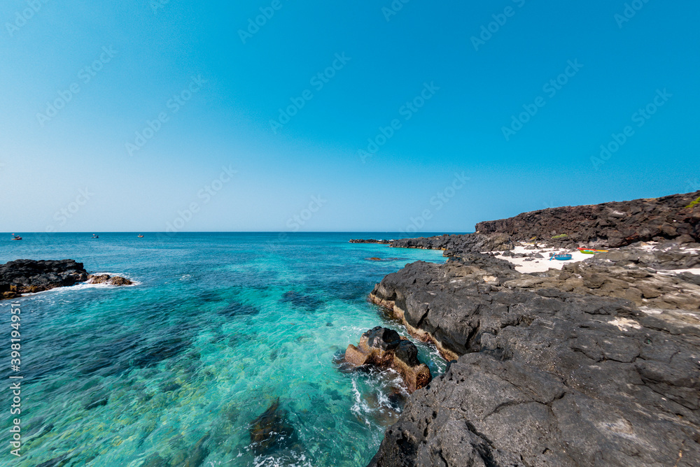 Beautiful landscape of the beach with local colorful basket boats at Ly Son island, Quang Ngai Province, Viet Nam Beautiful landscape of the beach with local colorful basket boats at Ly Son island, Quang Ngai Province, Viet Nam
