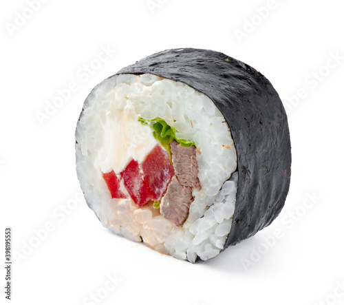 Maki sushi roll isolated on white background