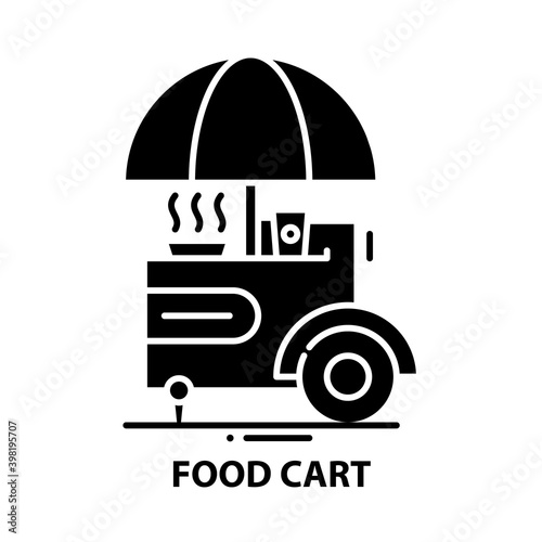 food cart symbol icon, black vector sign with editable strokes, concept illustration