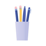 pencils holder supplies isolated icon