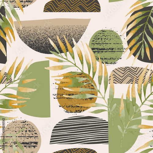 Hand drawn seamless pattern in scandinavian minimal style