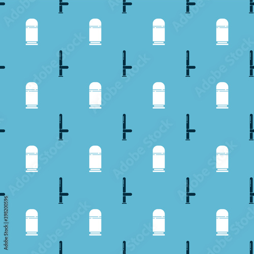 Set Police rubber baton and Cartridges on seamless pattern. Vector.