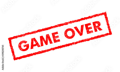 Grunge rubber stamp with text game over. Vector flat illustration.