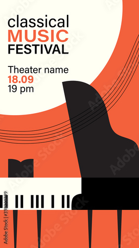 Music festival Illustration. Classical music background in elegant flat style