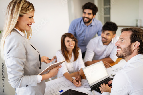 Business people working on meeting in a modern office