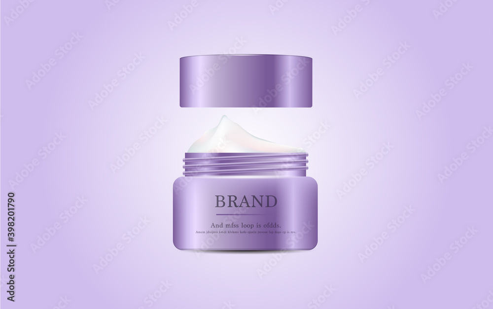 Hydrating facial cream for annual sale or festival sale. silver and gold cream mask bottle isolated on glitter particles background. Graceful cosmetic ads, illustration EPS10.