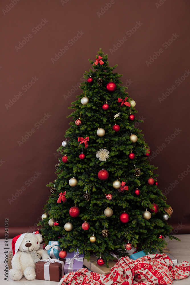 New year happy holiday interior Christmas tree decor gifts New year happy holiday interior Christmas tree decor gifts