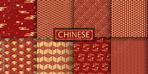 8 Different Chinese Vector Seamless Patterns.