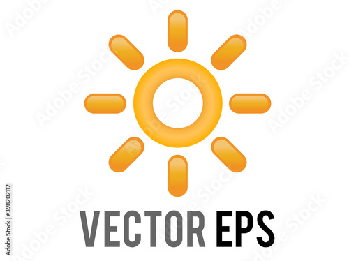 Vector gradient shinny orange sun or hot weather icon with eight triangular rays