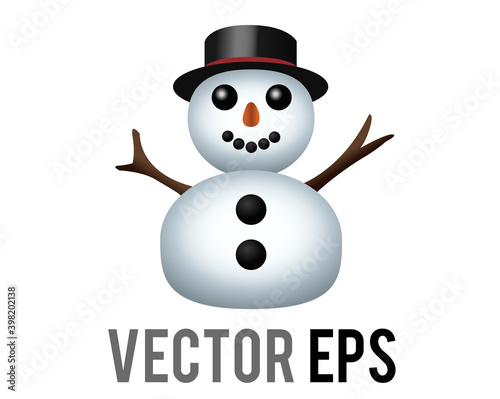 Vector classic snowman made from two large snowballs icon with snowflake