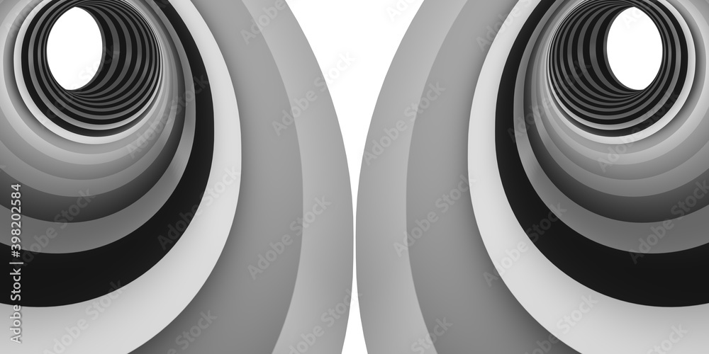 Perspective of black and white Placed into a deep circle in a pipe Like a pipe with a deep vertical bottom Perspective of geometric hypnosis flowing down below 3D illustration Perspective of black and white Placed into a deep circle in a pipe Like a pipe with a deep vertical bottom Perspective of geometric hypnosis flowing down below 3D illustration