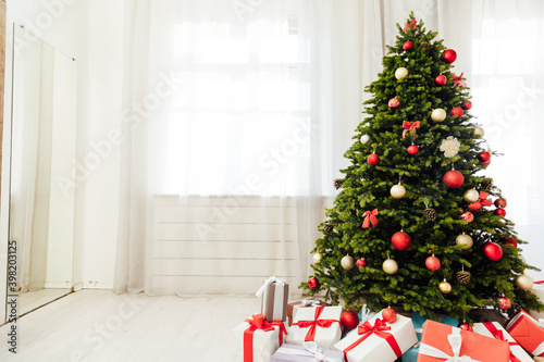 decor new year holiday interior Christmas tree gifts
