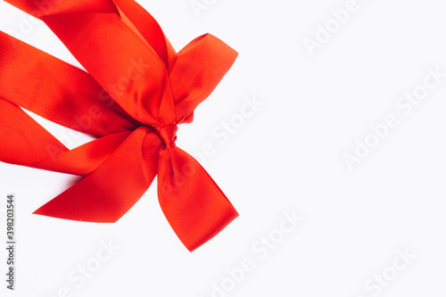 red letter with ribbon bow to Valentine's Day