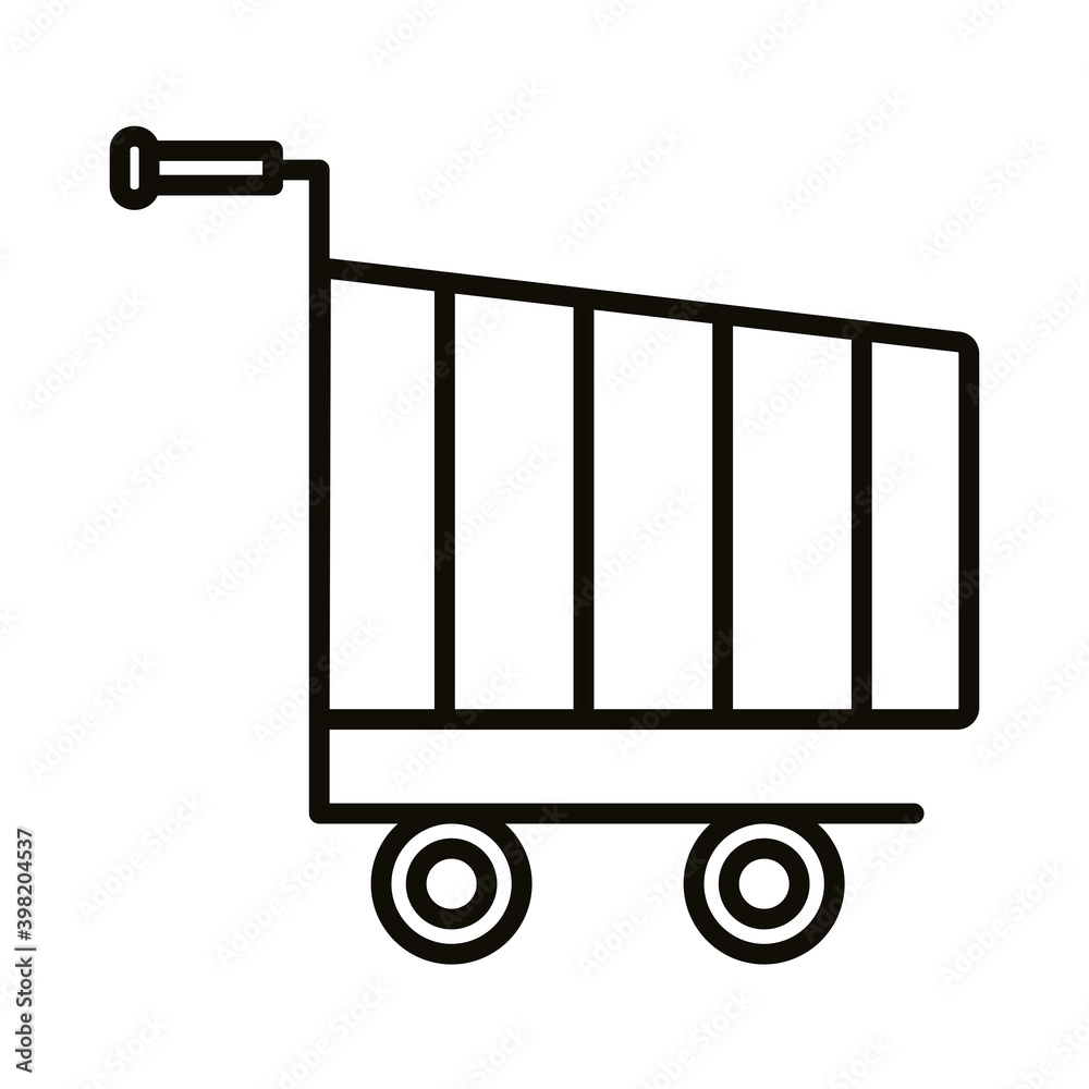 shopping cart trolley with stripes verticals line style icon shopping cart trolley with stripes verticals line style icon