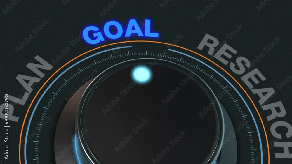 knob with a futuristic circular hud, project planning, research and find a solution, business concept (3d render)