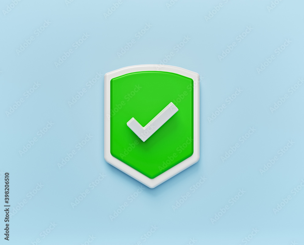 Shield Check Mark Icon isolated. minimal symbol. 3d rendering Shield Check Mark Icon isolated. minimal symbol. 3d rendering