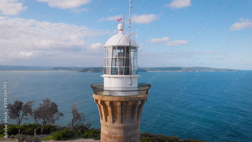 Barrenjoey Lighthouse. A beautiful place, a picturesque rock in the ocean, on which there is a lighthouse.