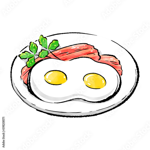 手書きラフスケッチ_目玉焼き fried egg