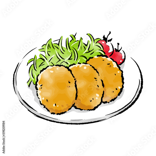 手書きラフスケッチ_コロッケ croquette