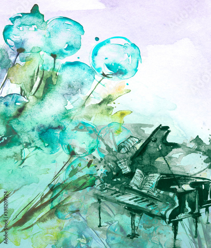 Canvas Print Watercolor illustration, postcard