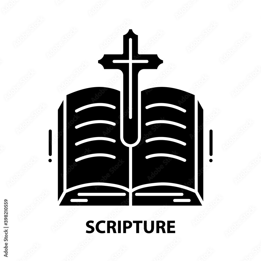 scripture icon, black vector sign with editable strokes, concept illustration scripture icon, black vector sign with editable strokes, concept illustration