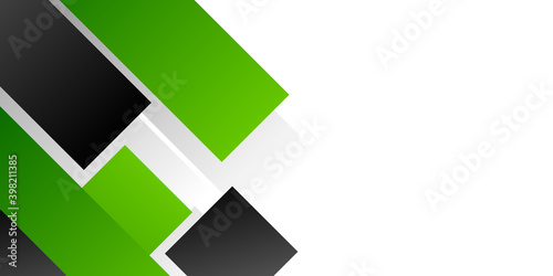 Black green and grey rectangle stripes abstract banner design. Geometric tech vector background