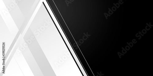 Black and white shiny line abstract banner design. Elegant wavy vector background. High contrast black and white glossy stripes. Abstract tech graphic banner design. Vector corporate background