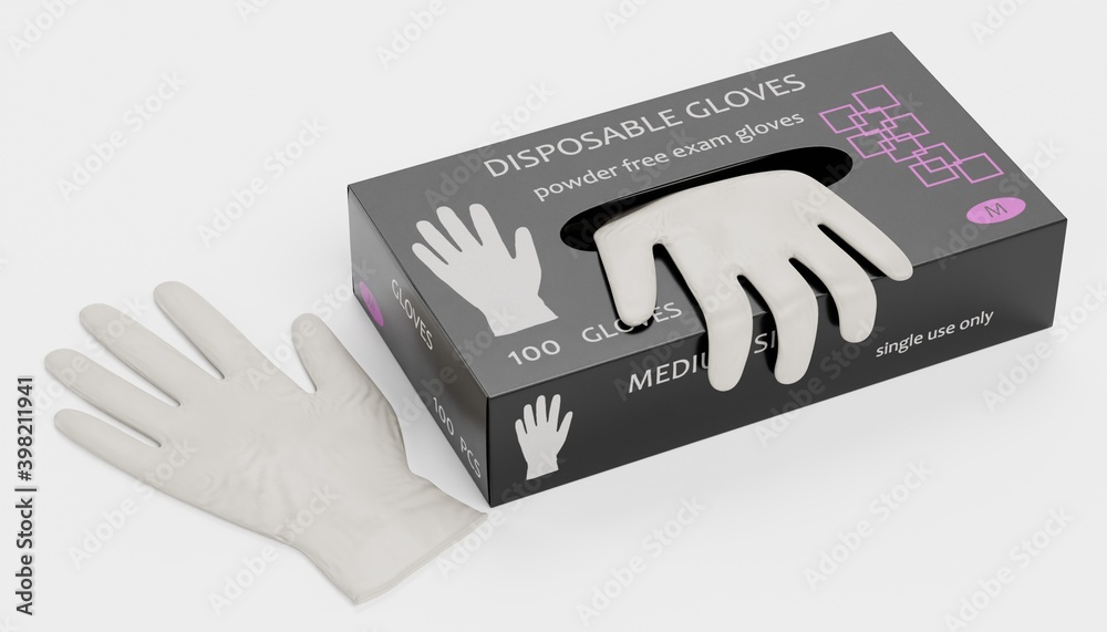 Realistic 3D Render of Disposable Gloves